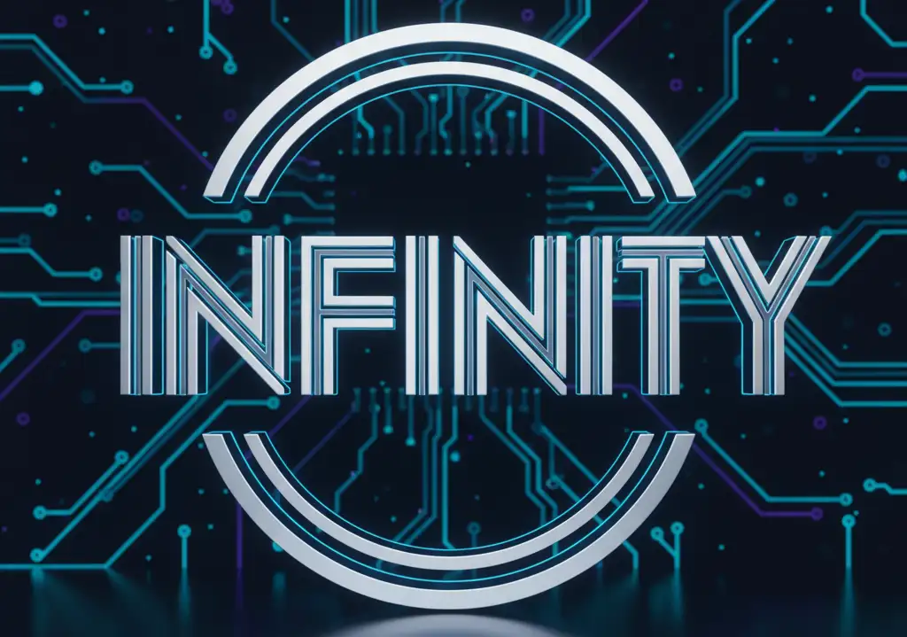 Modern digital ambigram art showcasing complex rotational symmetry and clean lines